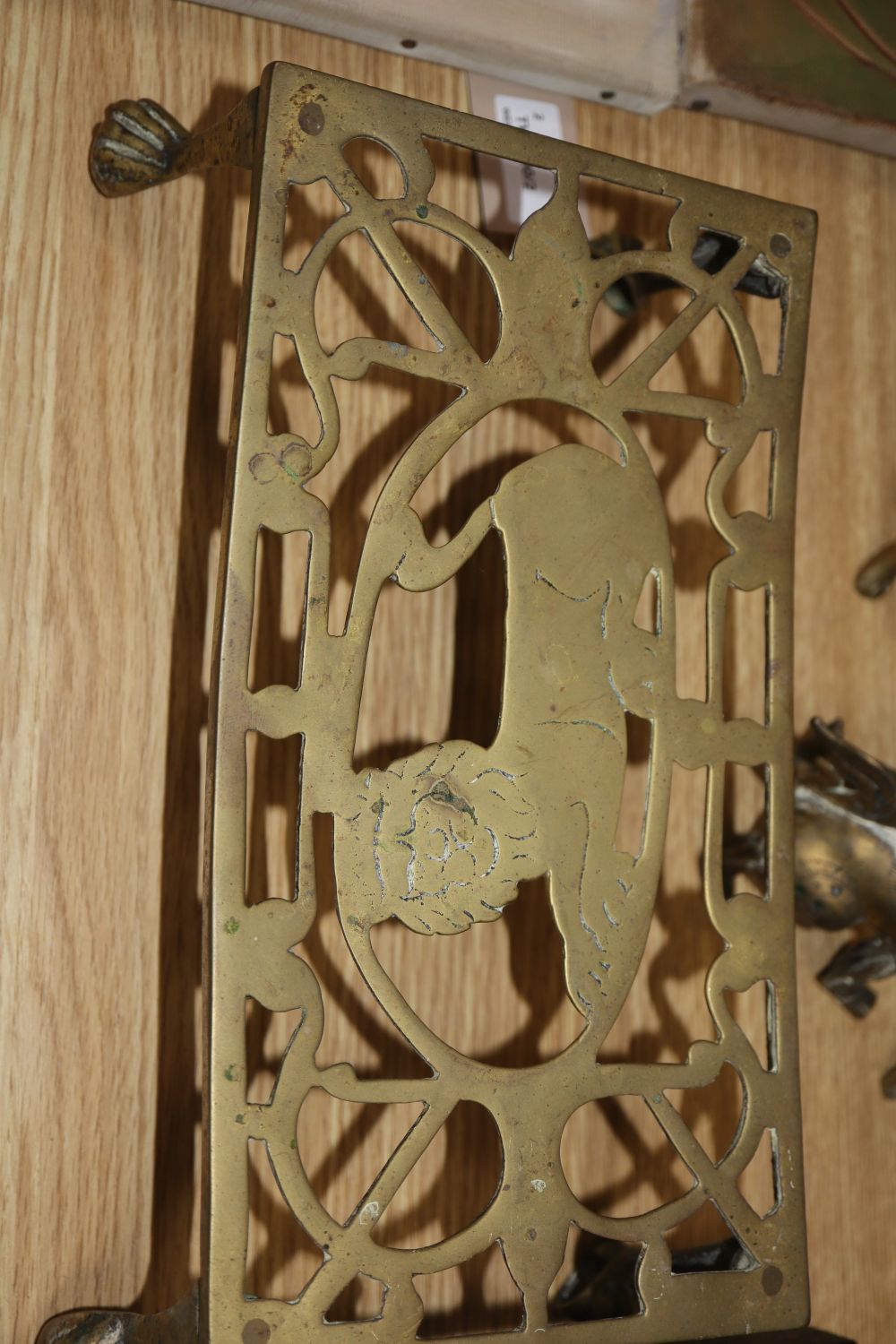 A 19th century Chinese bronze koro, with pierced cover, dragon handles and Dog of Fo finial, Xuande mark and sundry metalware